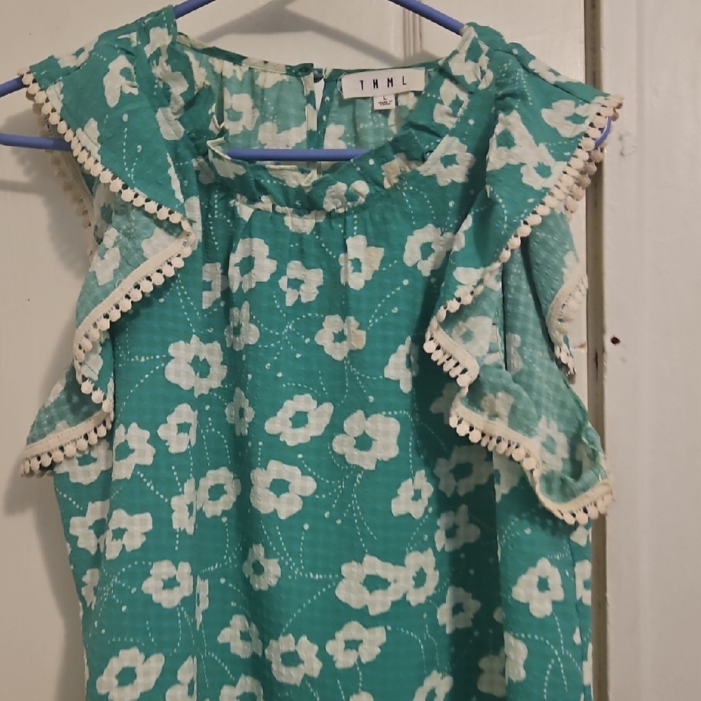 THML Teal Floral Top